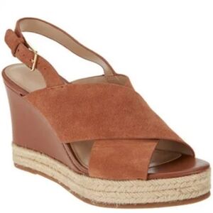 Brown Suede Wedge Sandals by Halsted